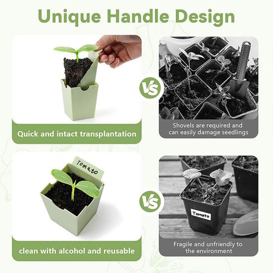 Seeds Starter Tray with 9 Deep Cells Reusable Germination Kit Seedlings Tray with Transplanting