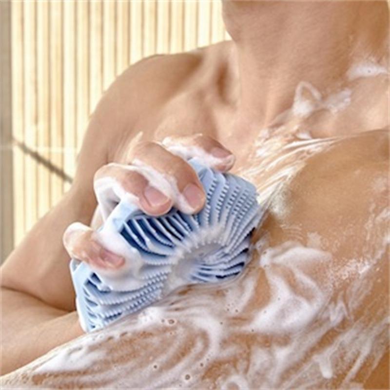 Silicone For Brush Body Showering Polygonal Silicone Bath Brush Portable Massage Brush For Fish Fins
