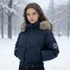 Winter new American short waist thin cotton clothes jacket piled thickened high waist versatile cotton clothes