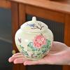Chinese-style Ceramic Peony Tea Canister Portable and Moisture-proof Also for Candy Home Nuts Coffee Beans and Herbal Storage
