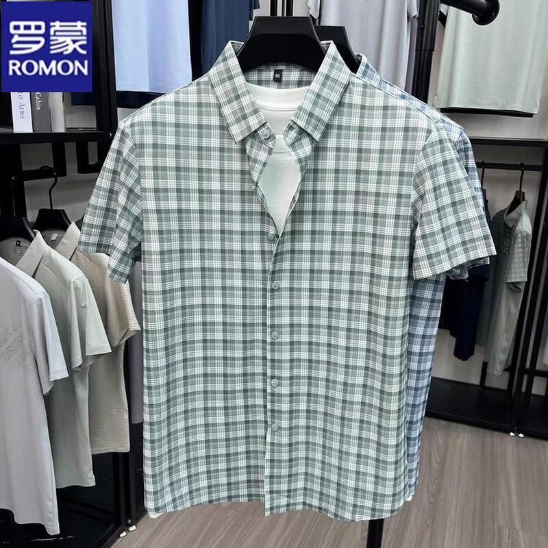 

Мужская летняя клетчатая рубашка ROMON с коротким рукавом, не мнущаяся 50