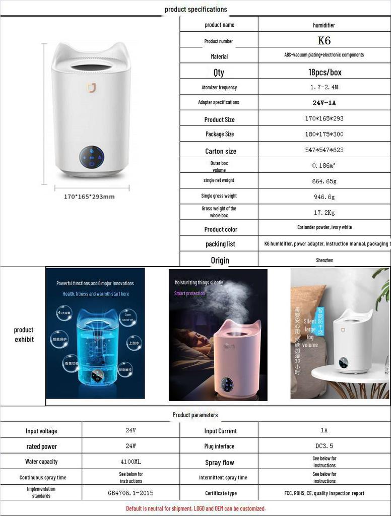 4L Smart Touch Humidifier: Silent Aromatherapy for Home & Office