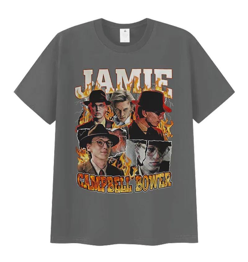 Vintage Mode Klassische Gothic Kleidung Limitierte Schauspieler Jamie Campbell Bower Grafikdruck T-Shirt Lässiges Baumwoll-T-Shirt Unisex