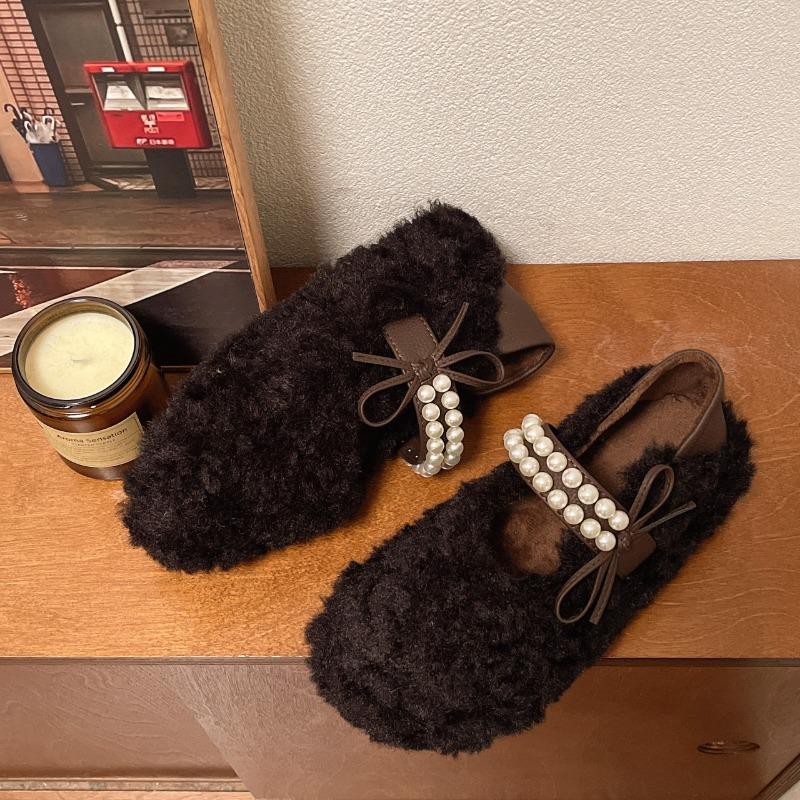 Fashion New Winter Flat Shoes for Women Round Head Shallow Mouth Leopard Print Suede Beaded Butterfly Knot Platform Cotton Boots