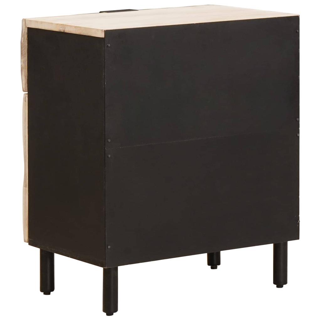 Nightstand with Drawers White 50 x 33 x 60 cm Solid Mango Wood