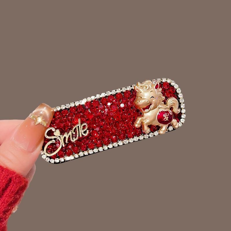 

1/2/6Pcs Creative Cartoon Mascot Horse Hairpin 2026 Year Red Shining Hair Clip Children S Hair Accessory
