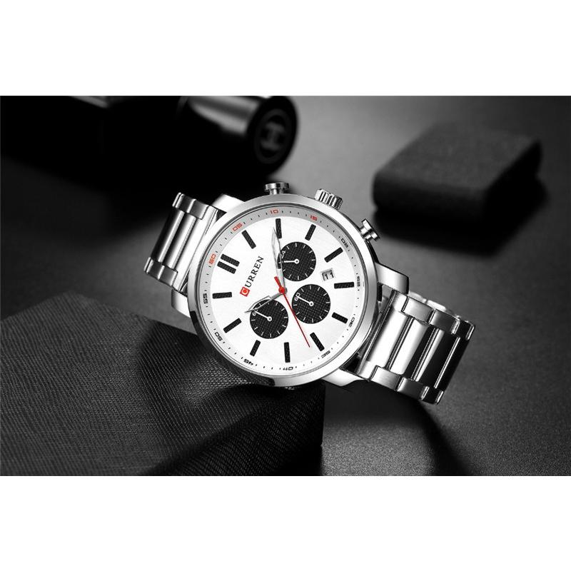 CURREN New Men's Watch Casual Quartz Watch True Three Eyes Business Steel Band Watch Simple Watch