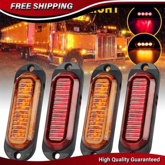 4PCS Amber Red 4-LED Trailer Surface Mount Clearance Lights Side Marker Lights