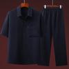 Men's Cotton Linen Short Sleeve Shirt & Suit Set - Casual Summer Wear for Middle-Aged and Elderly
