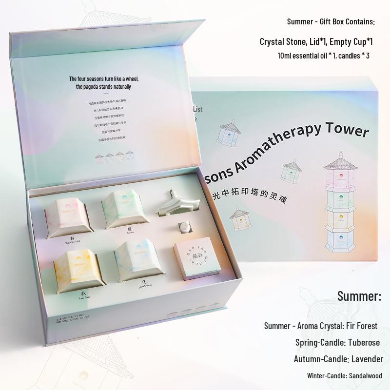 Wish Tower High-Value Crystal Scented Candle Gift Set - Newlywed Souvenir & Decorative Fragrance Ornament Creative Fragrance Crystal Candle Gift Box