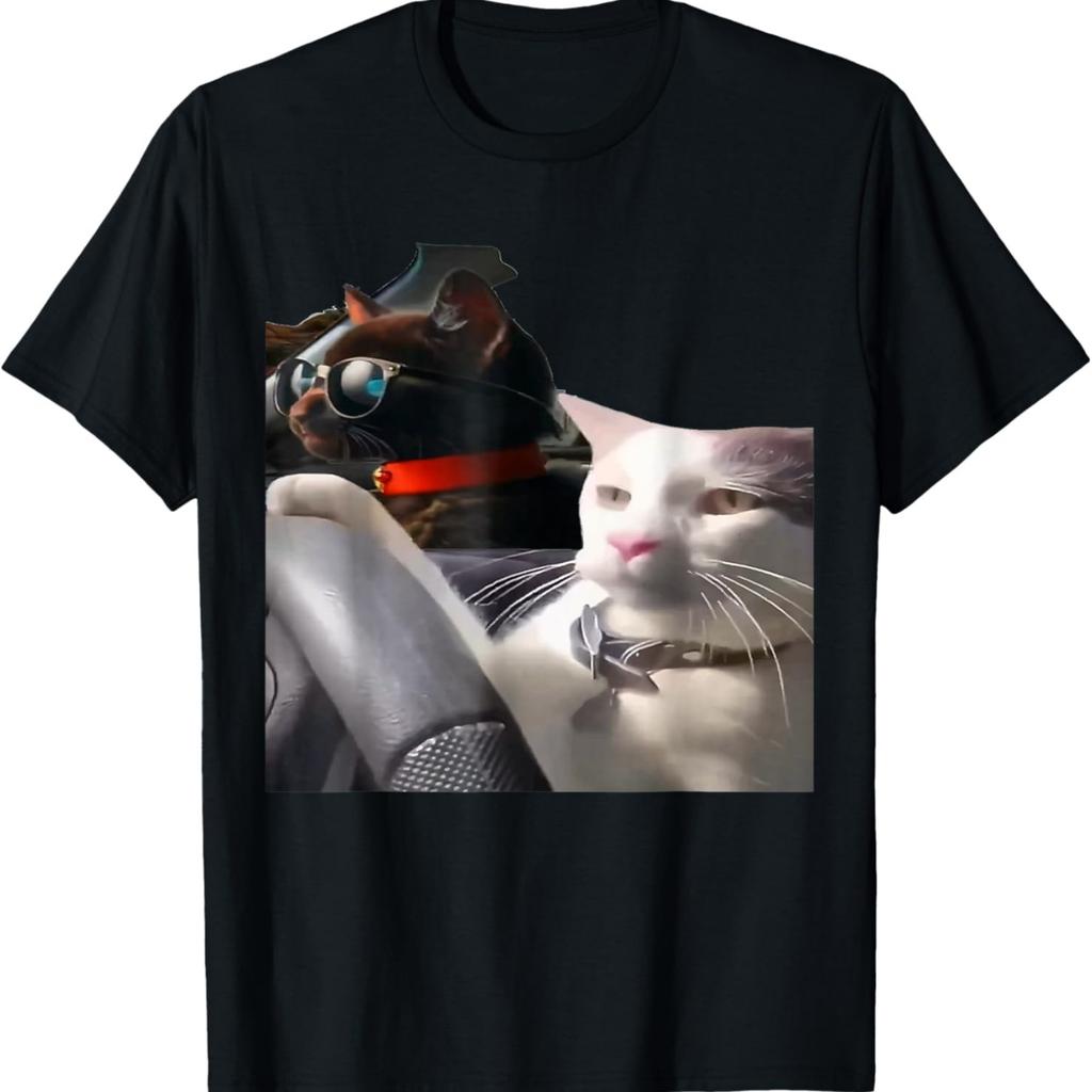 Cat Driving Meme T-Shirt for Men Women