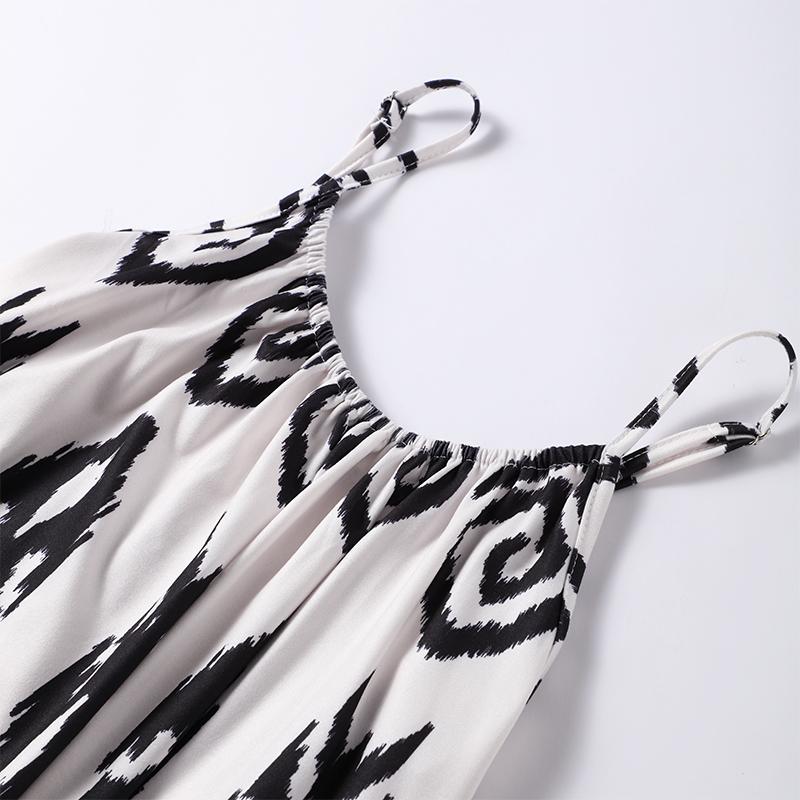 Модное принтованное платье-миди на бретельках для женщин — фото 7