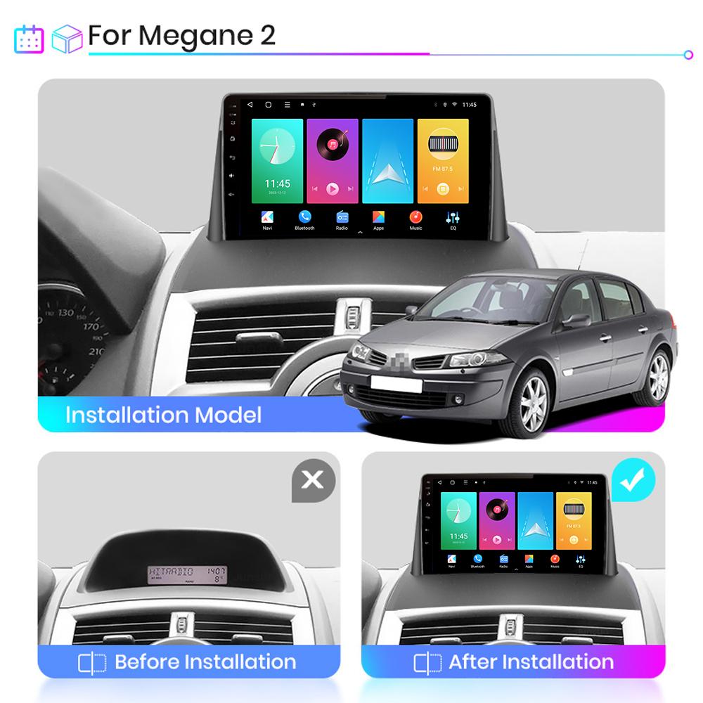 Renault Megane 2 2002-2009 uchun Android Carplay avtomobil radiosi Multimedia pleer Bosh qurilma Stereo GPS navigatsiya BT WIFI 2+32GB