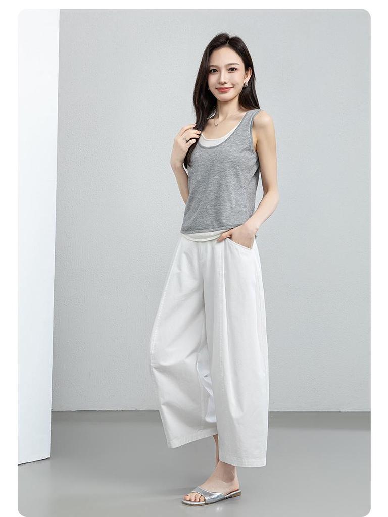 Yi Fei Women's High-Waisted Wide-Leg Cotton Pants - Summer 2026