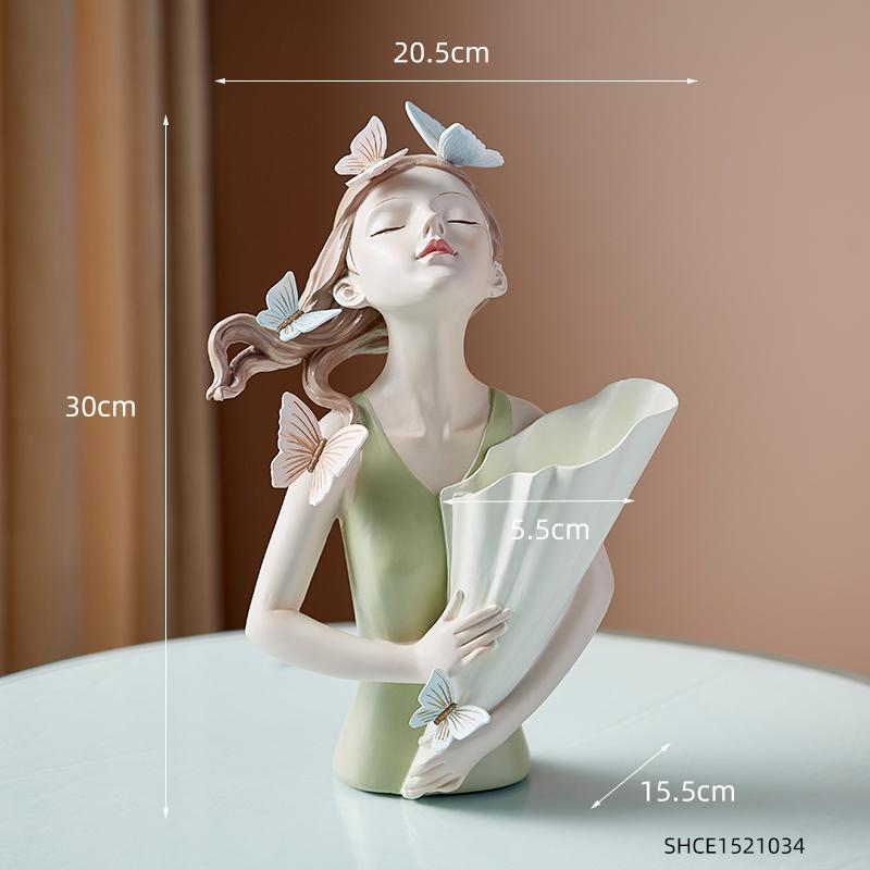 Butterfly Girl Resin Sculpture Character Model Vase Modern Home Decor Living Room Bedroom Countertop Vase Gift Nordic Decor Home