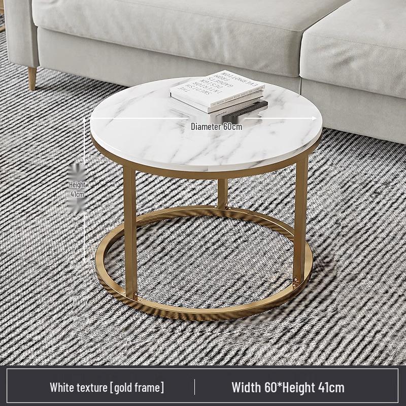 Round Coffee Table for Living Room, Sofa Side Table, Small Apartment or Balcony, Modern Light Luxury Tea Table.