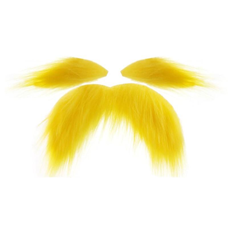 Funny Fake Mustache Set Costume Party Cosplay Halloween Christmas Dress Up - Ginger Yellow Beard Small Moustache Fox