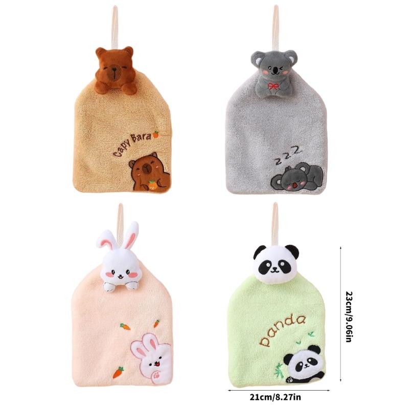 Animal Themed Kids Hand Towels Soft Absorbent Coral Velvets Quick Drying Towels for Kitchen and Bathroom