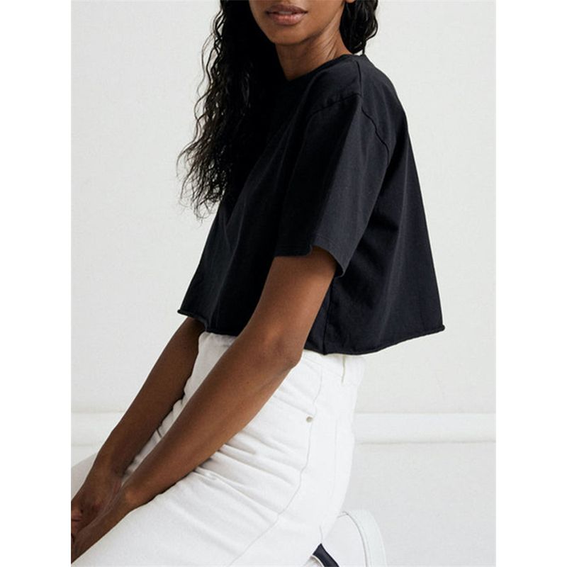 American Sexy Women's Overall Sexy Waist Hollow-out Short Sleeve T-shirt
