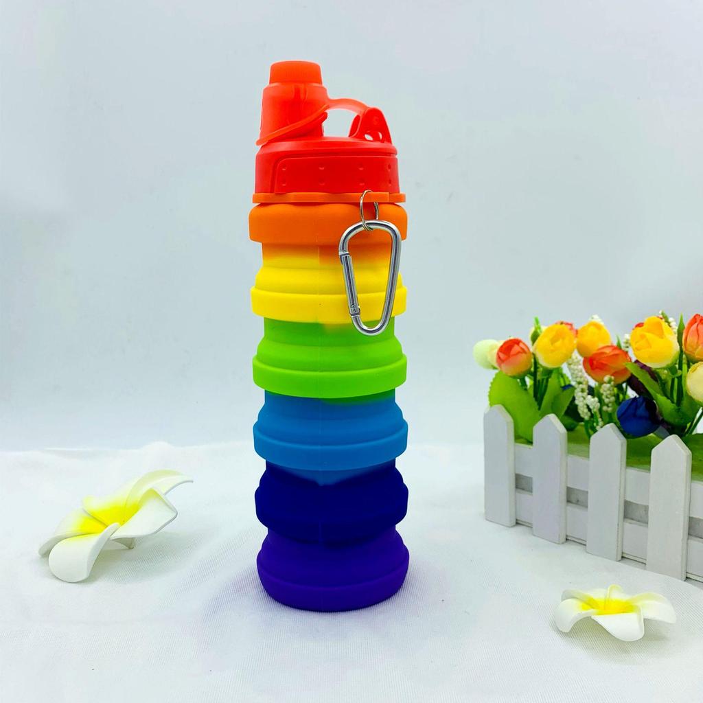 Compact Silicone Foldable Water Bottle - 500ml Portable Sports Bottle for Outdoor Activities