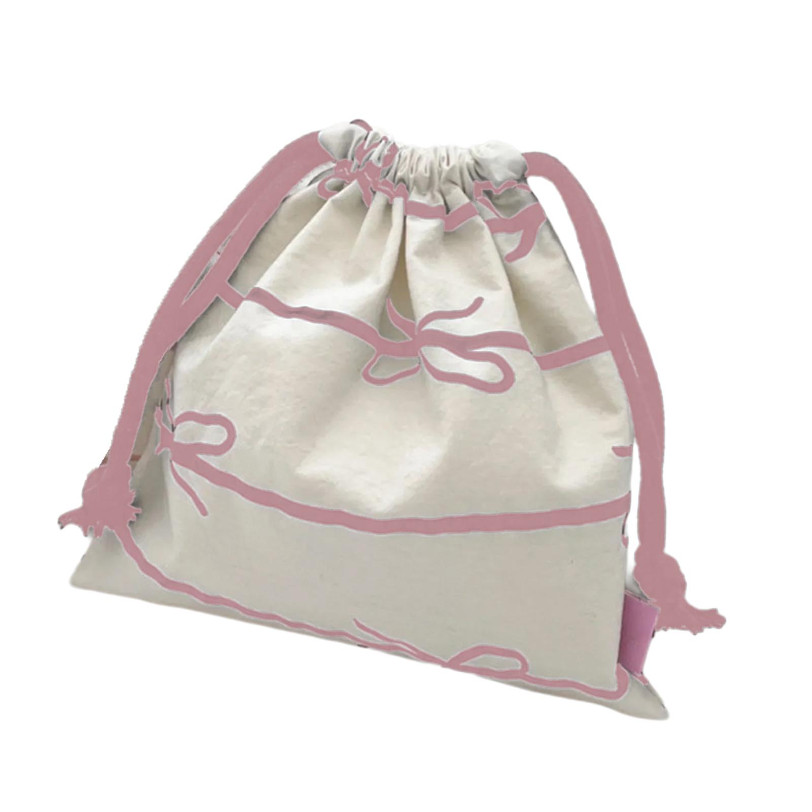 

Elegant Cotton Jewelry Pouches Practical Large Cotton Drawstring Pouches Trendy Bowknot Embellished Jewelry Bag S
