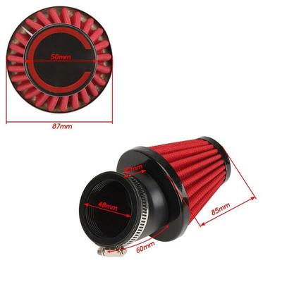 Motorcycle Air Intake Filter Kit, 3.4" Width, Red