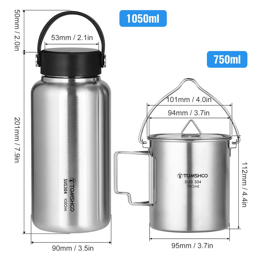 Water Tomshoo Steel Stainless Bottle Leak Proof Sports Bottle
