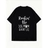 White Oversized T Shirt Rockin The Dog Mom And Aunt Life Print For Casual Wear And Everyday Outfits