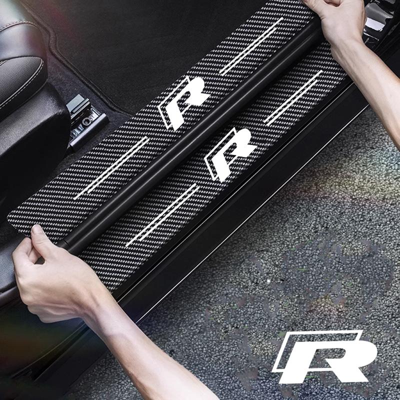 Car Threshold Door Sill Stickers Trunk Bumper Scratch Strips for Volkswagen VW Rline R Line Polo Touran Tiguan Jetta Golf Passat