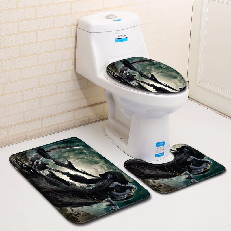 Halloween Bathroom Toilet Three-Piece Floor Mat Doormat Bathroom Carpet