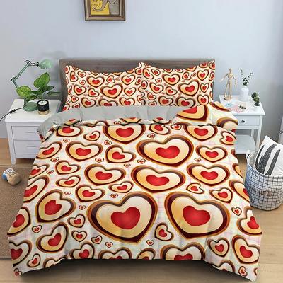 Ensemble de Literie de Luxe Ensemble de Literie Cœur d'Amour Simple Twin Double Queen King Cal King Taille Ensemble de Linge de Lit