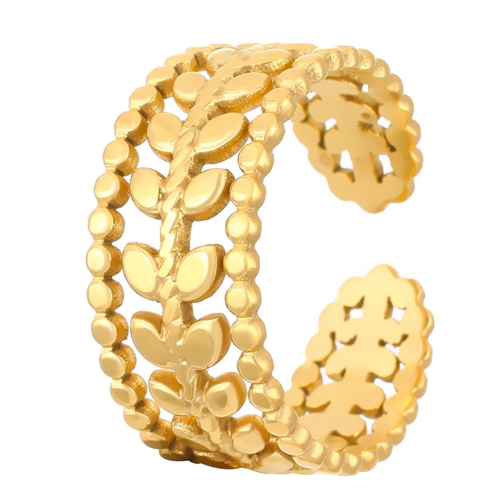 High-End Edelstahl Blumen- & Seestern Offener Ring für Damen