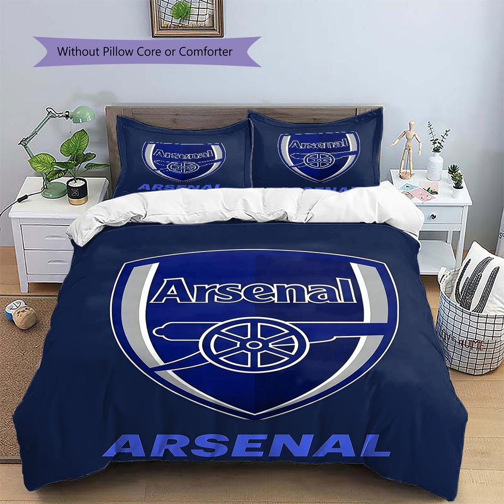 Arsenal Muster Bettwäsche Heimdekoration Geburtstagsgeschenk ( 1 Bettbezug + 2 Kissenbezüge, ohne Füllung),Fanartikel.