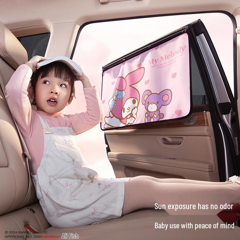 Sanrio Kuromi Magnetic Car Sun Shade Curtain for Heat Insulation & Baby Sun Protection