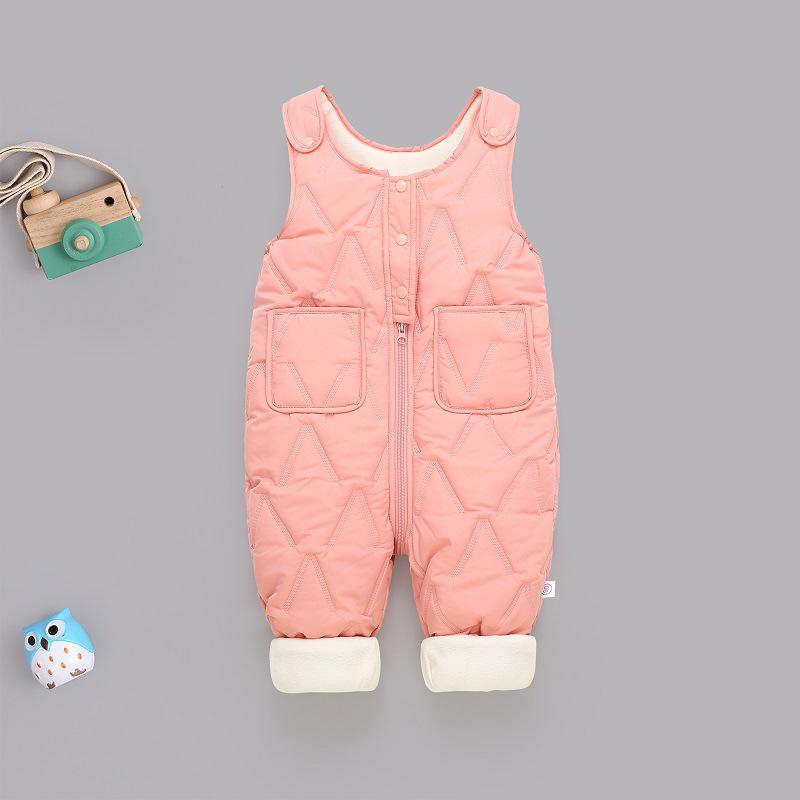 Infant Fleece Overalls - Warm Quilted Cotton Jumpsuit for Boys & Girls (Autumn/Winter)