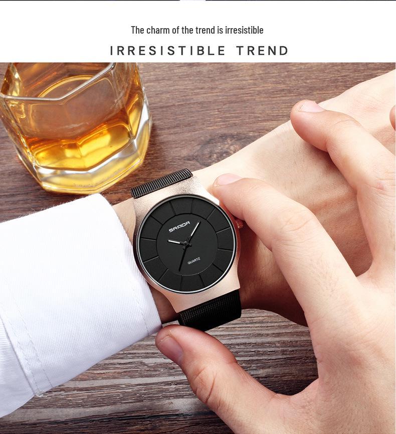 Sanda Unisex Blue Light Fashion Quartz Watch with Mesh Band
