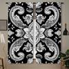 Bohemian Black Floral Curtains Mandala Flowers Decorative Window Drapes Treatment Bedroom Living Set Of 2 Made Polyester With Rod Pocket Decor