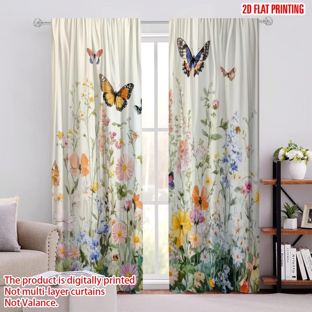 

2 шт., 2D печать на плоскости Современные шторы Бабочки на лугу 100% полиэстер (без удилища) Универсальное Все для Спальни Гостиной 52.50 × 116.00 cm 2 pcs