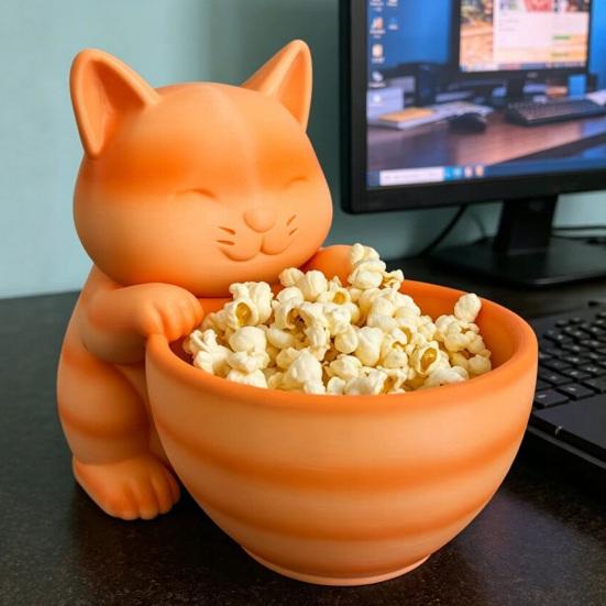 Cat Shape Storage Ornaments Large Capacity Bowl Storage Box 3D Print Molding Desktop Organizer for Snacks Keys Small Items