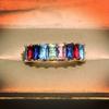 European and N Hip hop Style Color Zirconium Ring New Personality Ladder Zirconium True Gold