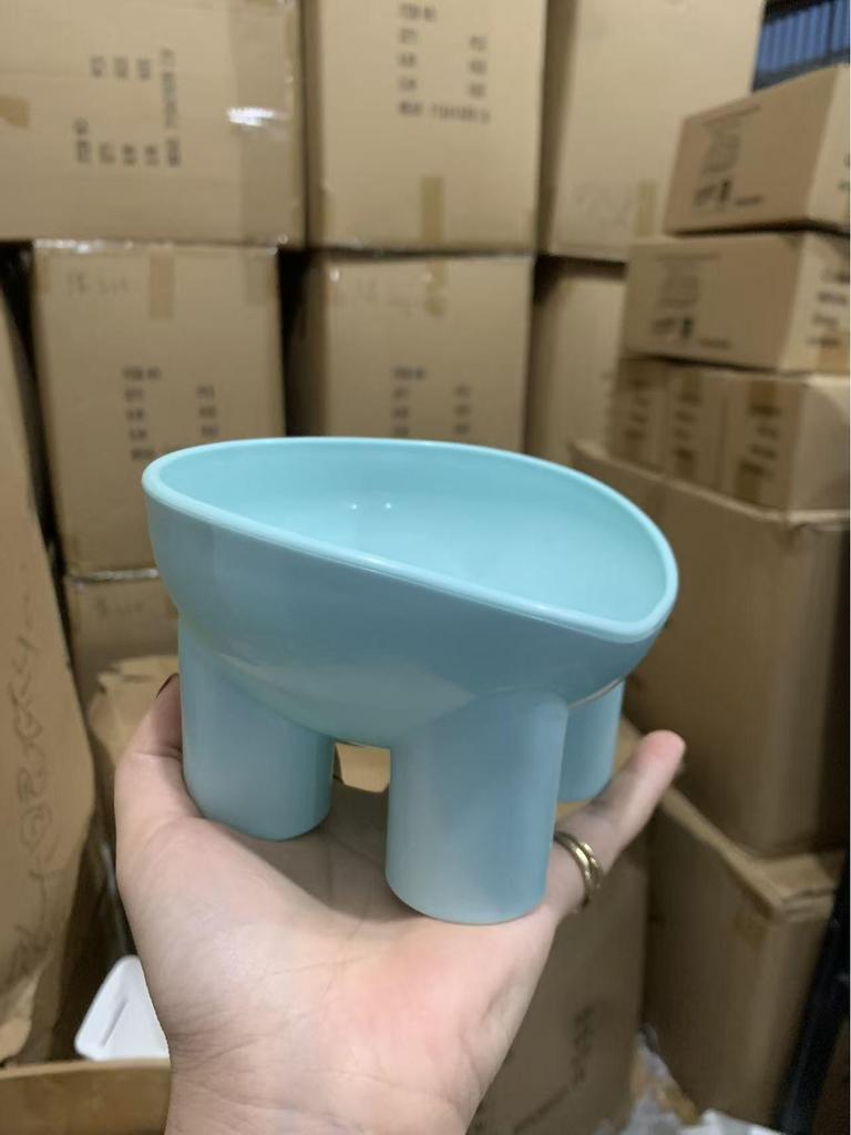 Pet Supplies Macaron Color Elephant Leg Bowl - Anti-Spill Slanted Mouth Cat Bowl with Neck Protection.