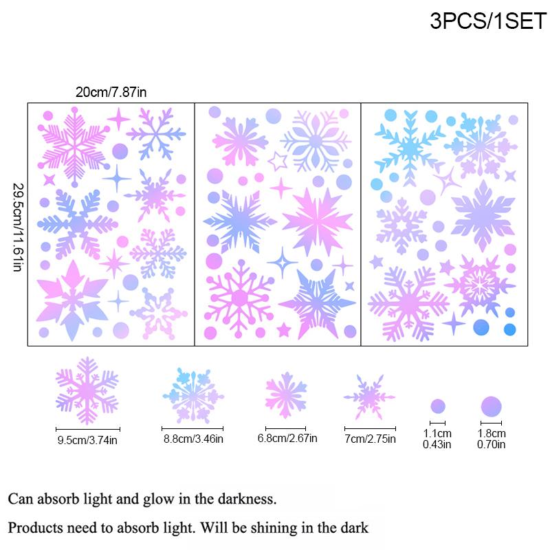 Christmas Glow In The Dark Snowflake Window Sticker Glass Wall Car DIY Stickers New Year Party Home Room Decoration PVC Decals