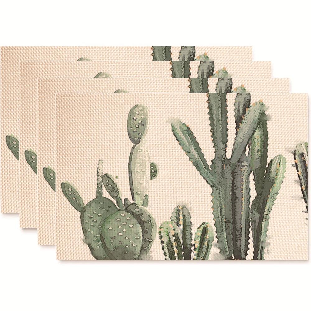 Monstera Design Linen Placemat Heat Resistant Dining Table Mats for Plant Lovers Horticultural Theme Tableware Mats Daily Use