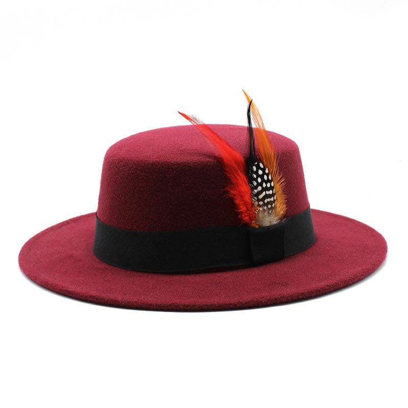 Cappelli per Coppie Maschili e Femminili Cappello Piatto Britannico Classico Retrò in Lana Cappello a Tesa Larga Cappello in Feltro