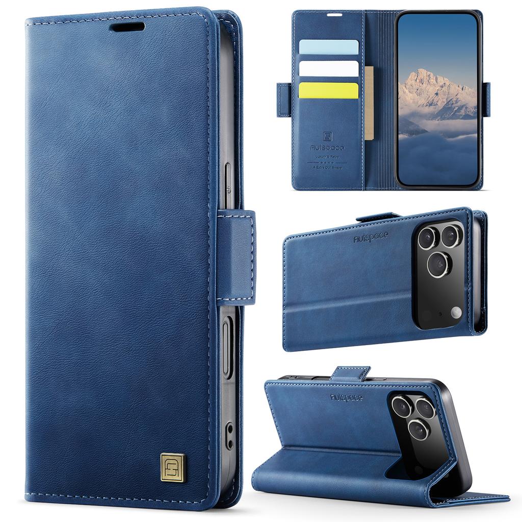 Dla iPhone 17 /17 Pro / 17 Pro Max / 17 Air. Etui portfelowe z przegródkami na karty i podpórką, skórzane etui z ochroną 360°