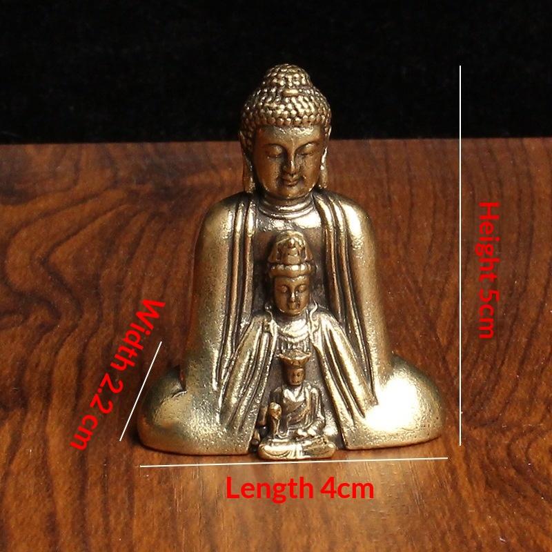 1PCS Buddhas Statue 5cm Chinese Buddhism Pure Copper Bronze Shakyamuni Buddhas Statue Table Pure Brass Antique Tea Pet Ornament