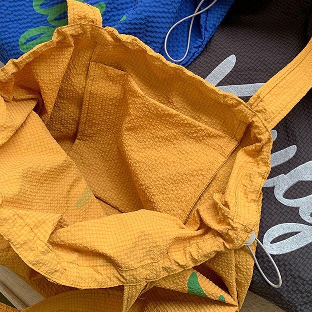 Canvas Drawstring Tote Bag Korean Style Letter Printed Handbag Casual Nylon Shoulder Bag  Women