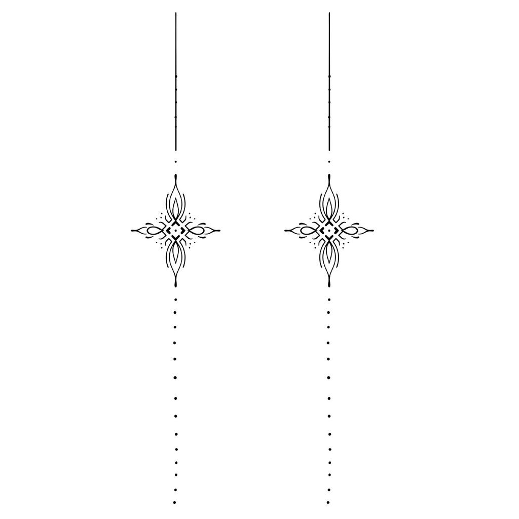 Advanced Sense Domineering Personality Thorn Totem Ribbon Sun Moon Stars Flower Lines Tattoo Sticker