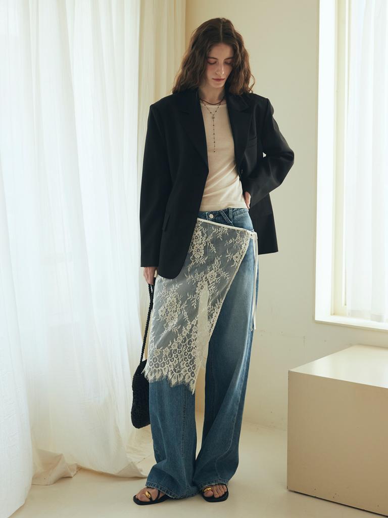 Oal Scallop Lace Wrap Skirt_Ivory