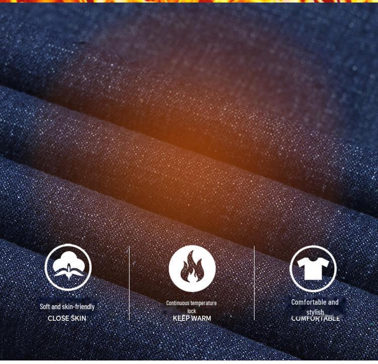 Elastische Jeans mit hoher Taille für Herren: Knitterfreie, dicke Hose für Herbst und Winter